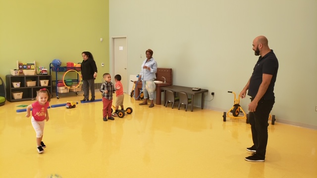 fathers and children are bonding at school