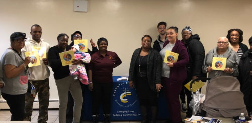 kincare caregivers are bonding during the chat and chew event