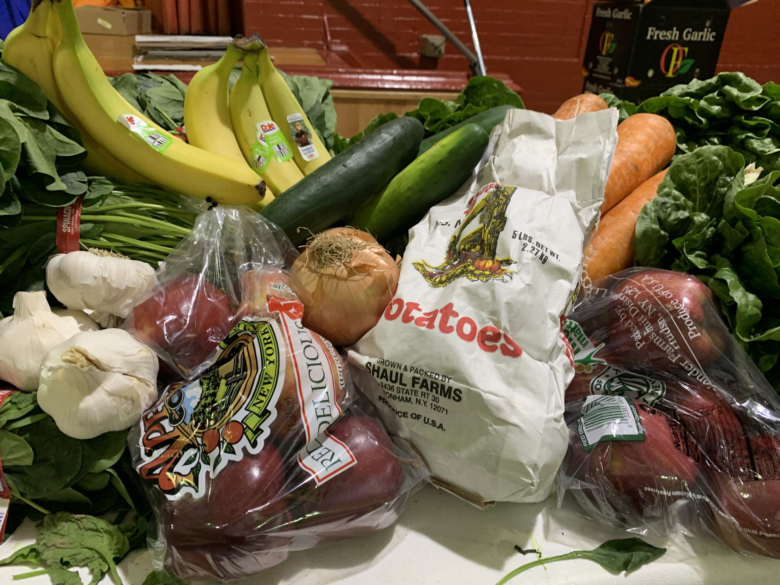 various vegetables distributed at emergency pop up food distribution