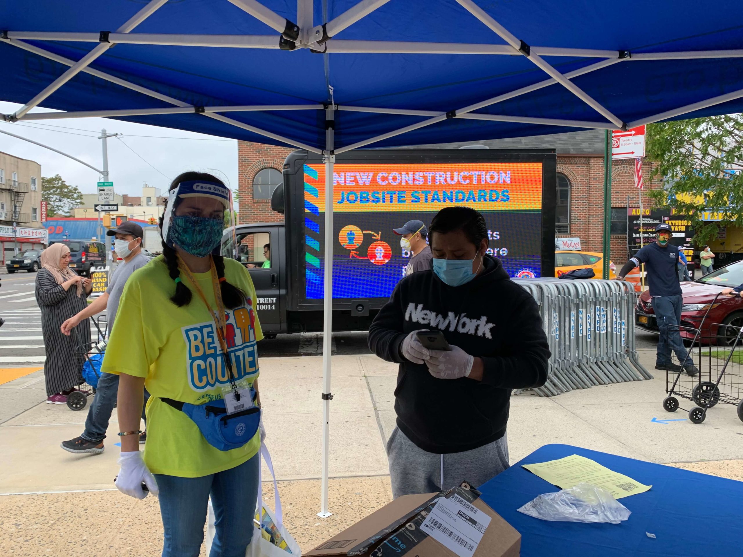 census outreach team on the field at the pop up food distribution in brooklyn to Complete the #2020Census