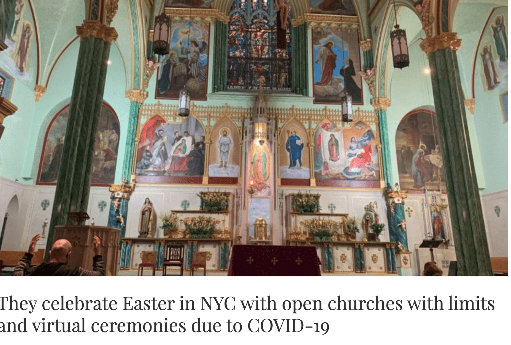 inside of a church during covid for easter celebration