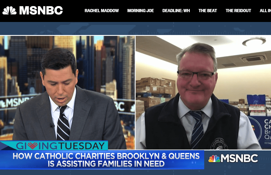 Screenshot of MSNBC about how catholic charities brooklyn and queens is assisting families in need with Giving Tuesday event
