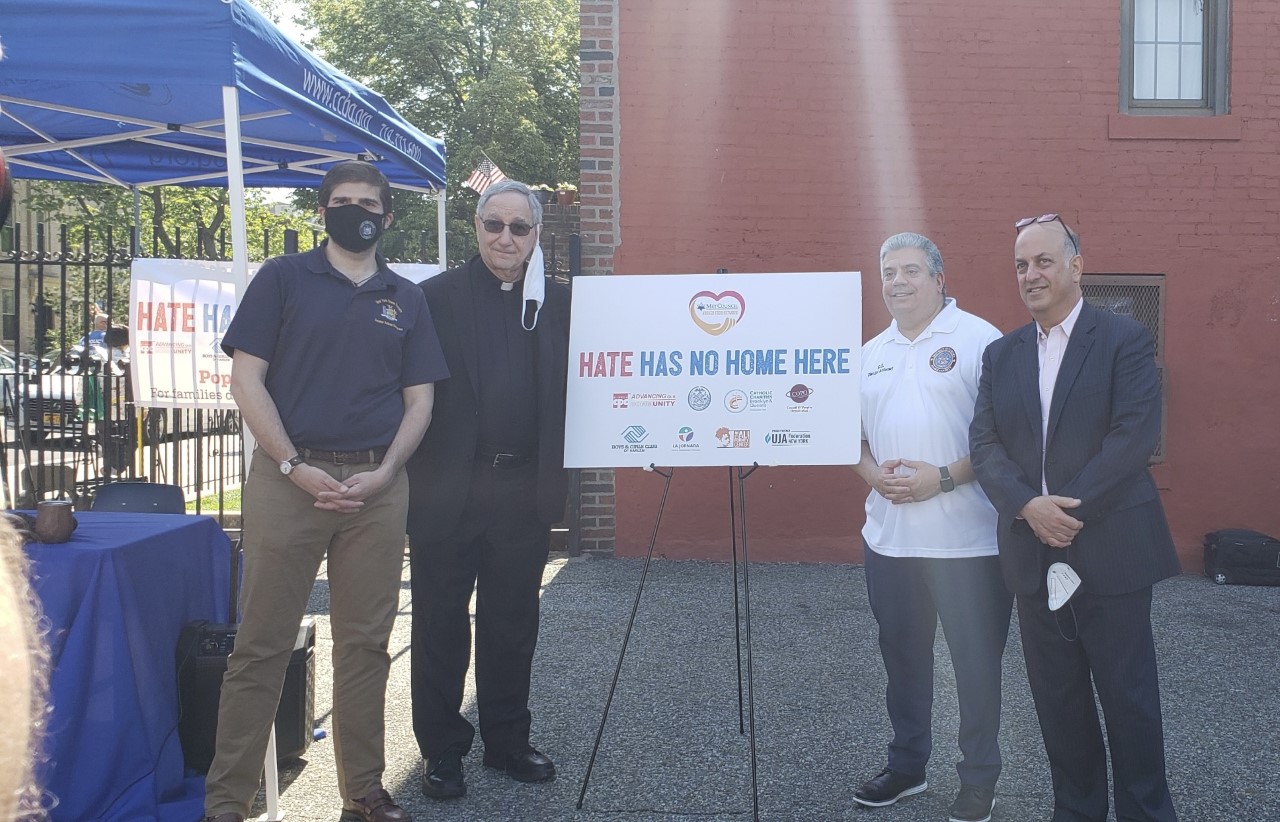 pop-up event with a group of representatives for hate has no home here