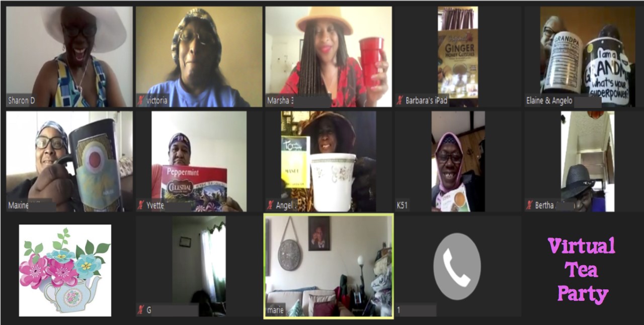 video call for the Virtual Tea Party event