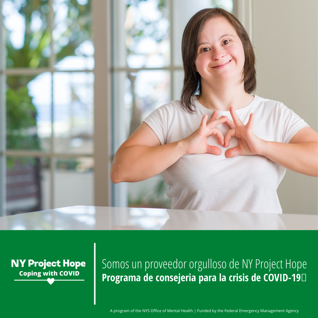 Somos un proveedor orgulloso de NY Project Hope un programa de consejeria para la crisis de covid-19
