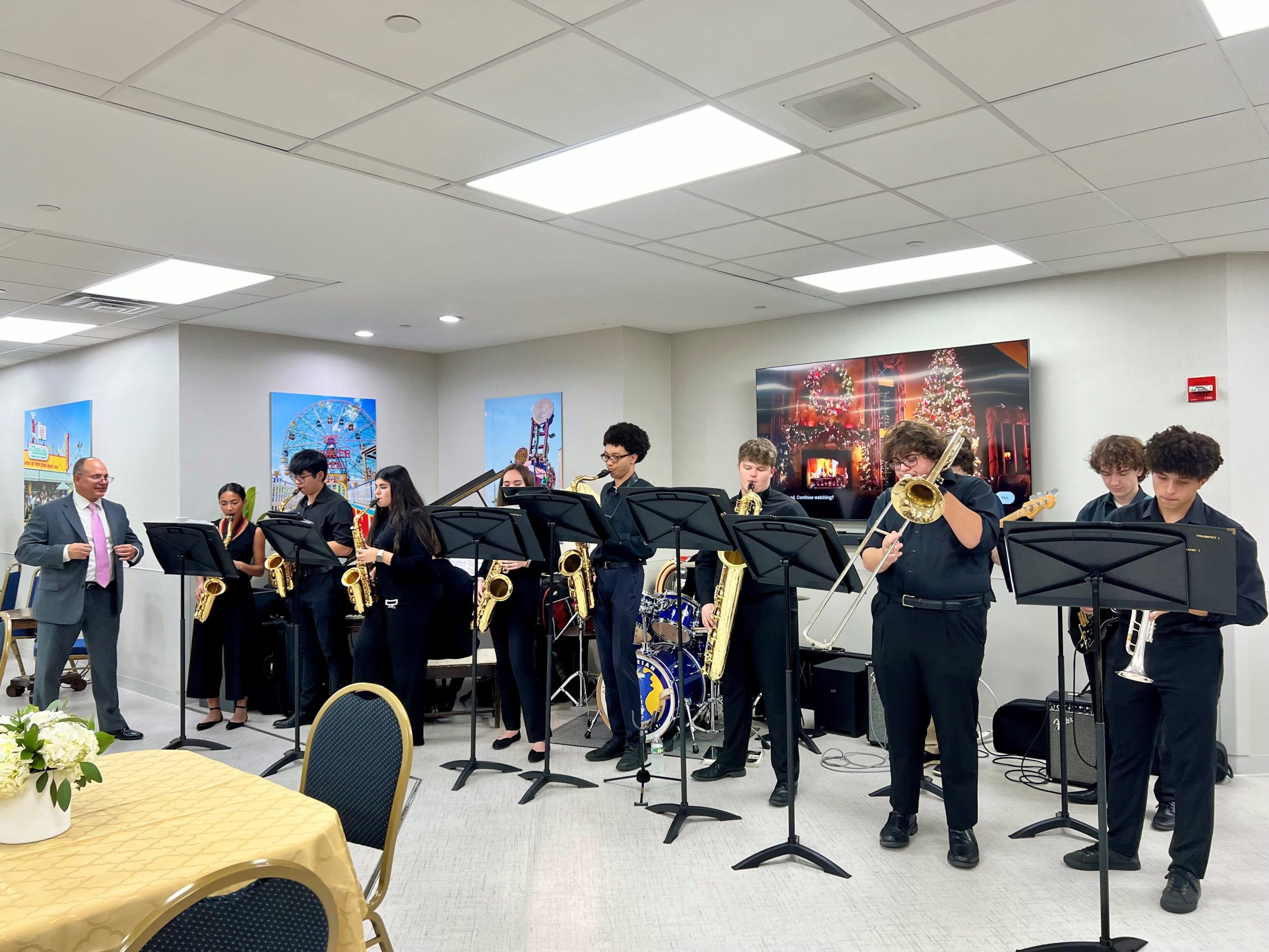 Residents, family members, staff, board and community members enjoyed an Italian meal prepared by the renowned Gargiulo's Restaurant and were treated to a musical performance during dinner by Xaverian High School's Jazz Combo.