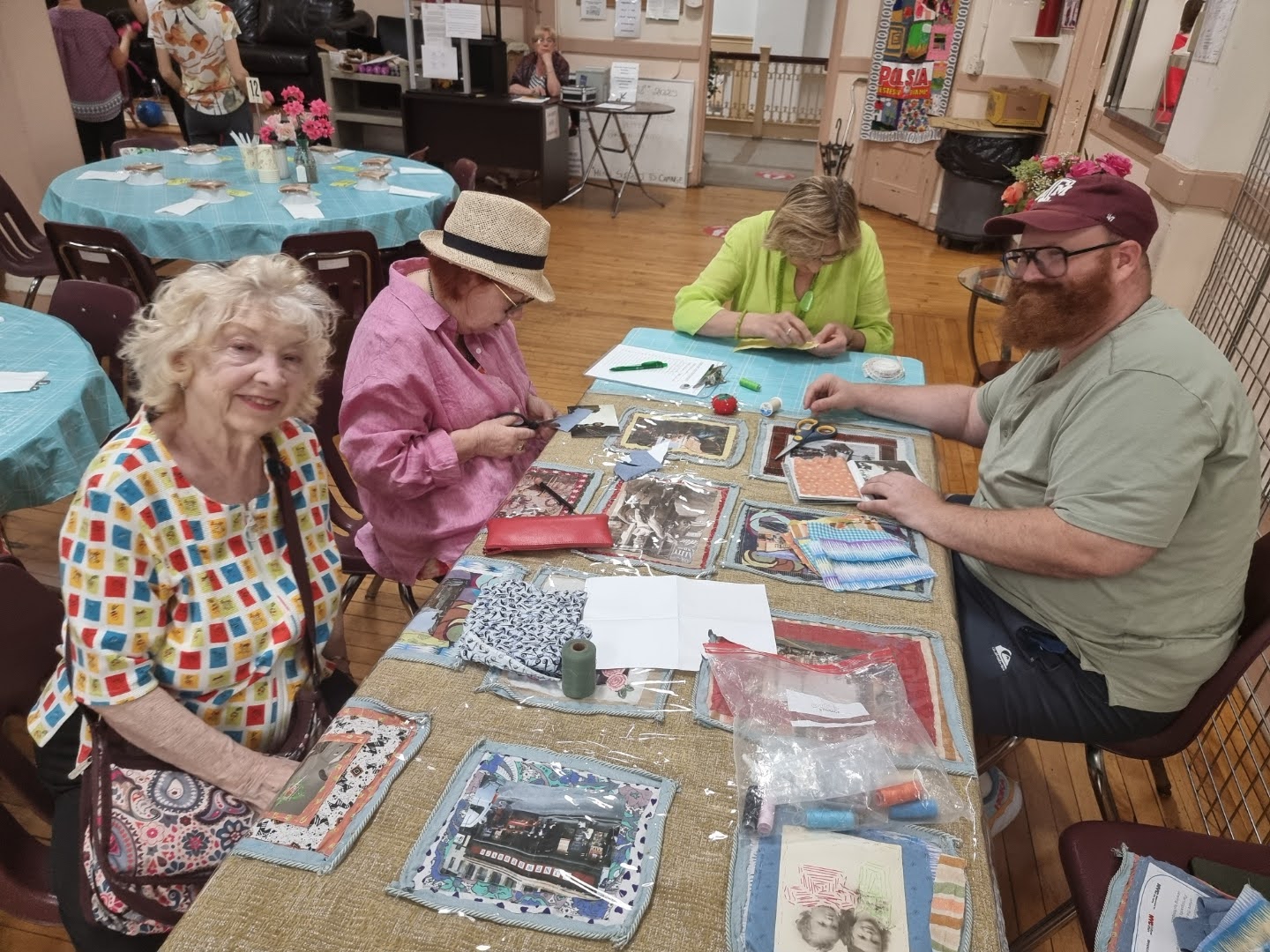 group of the community members at Pete McGuinness older adult center making their photo quilt