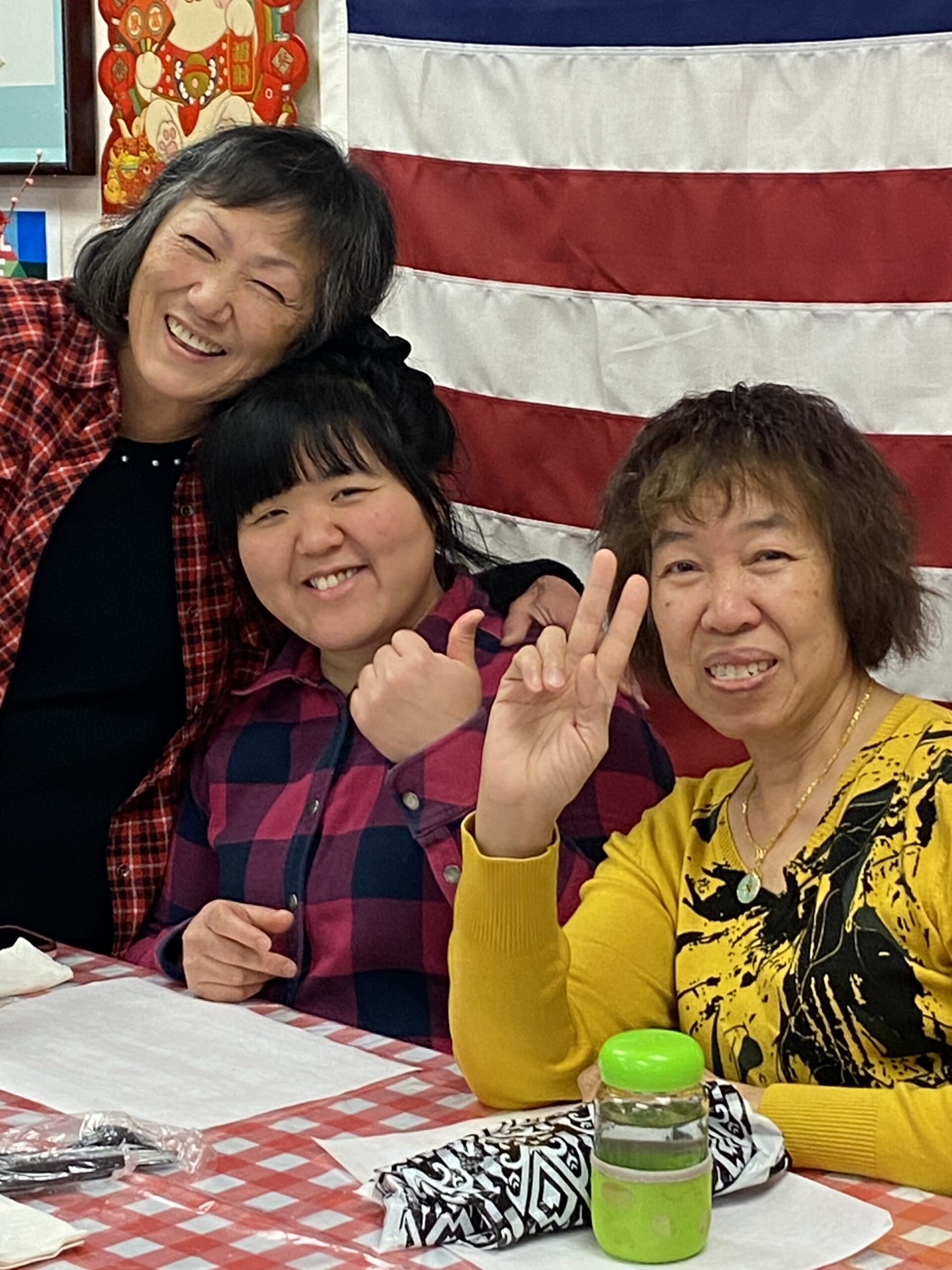 narrow adult residents ladies smiling during the mid-winter celebration